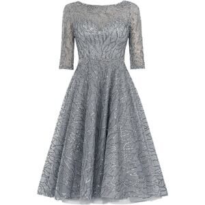 NEW MAC DUGGAL Dress 8 Silver Gray Beading Sequins Shiny Party Wedding Event